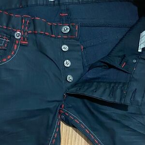 Mondo Men’s Jeans - Black With Red Stitching -36W x 34L